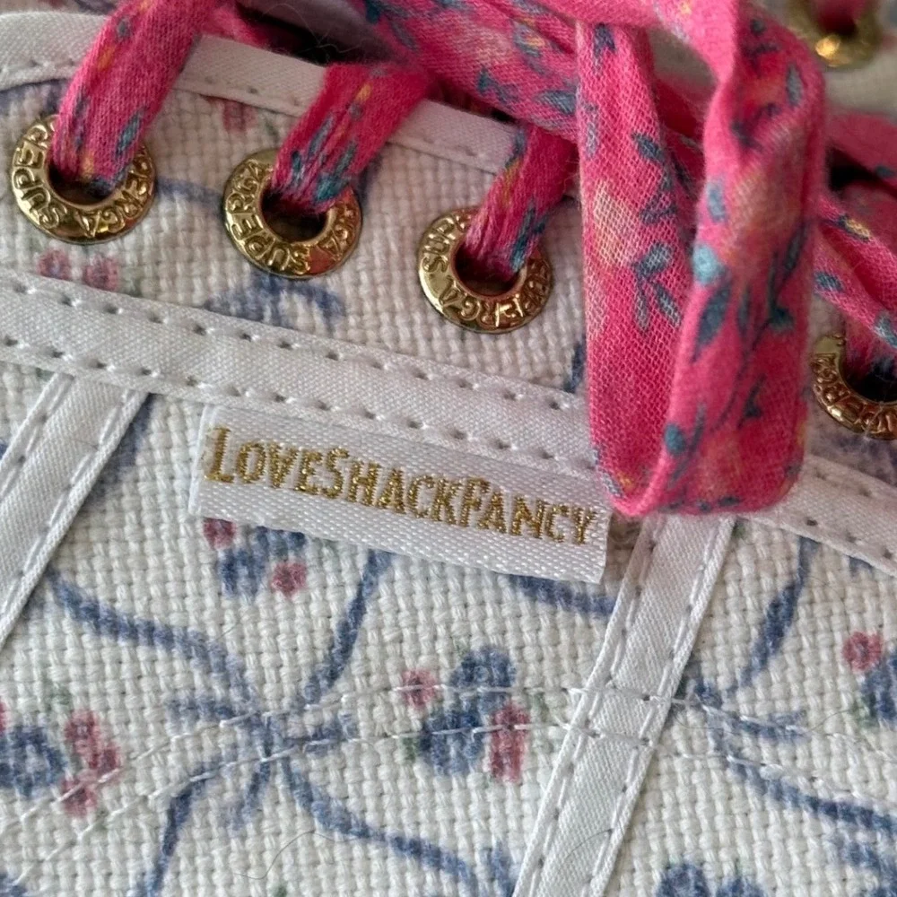 LoveShackFancy x Superga Platform Sneakers Floral Print Pink Laces Size‎ 41.5